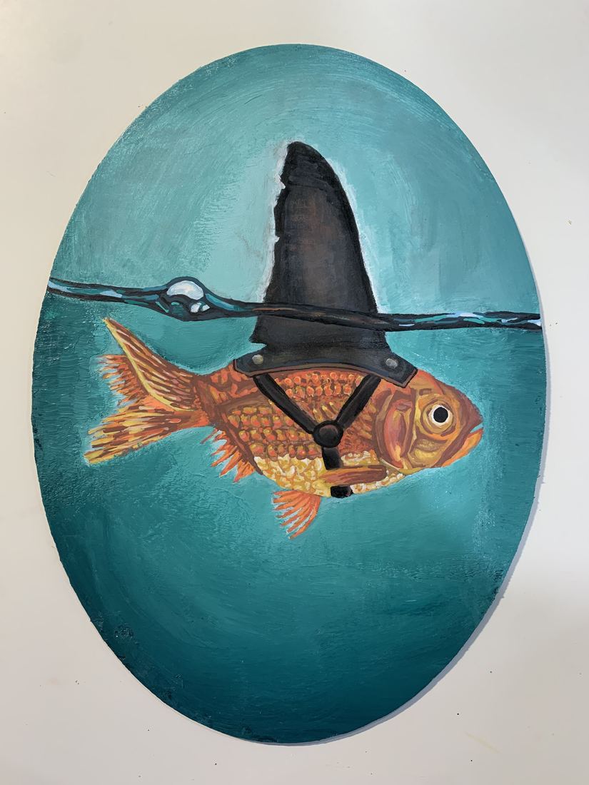 Alvin's goldfish oval study artwork