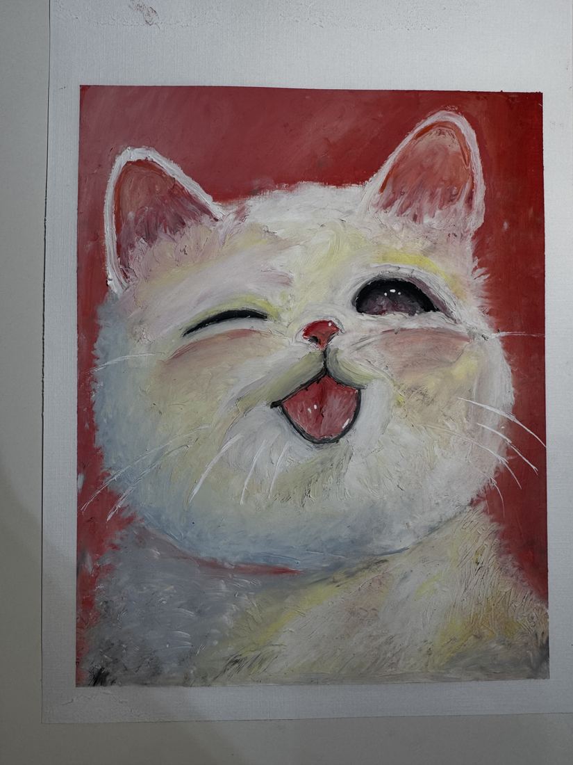 Alvin's happy kitten portrait painting
