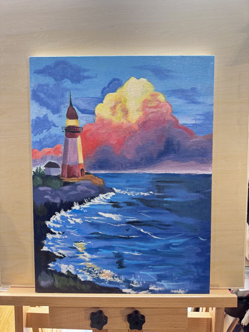 Alvin's lighthouse seascape painting