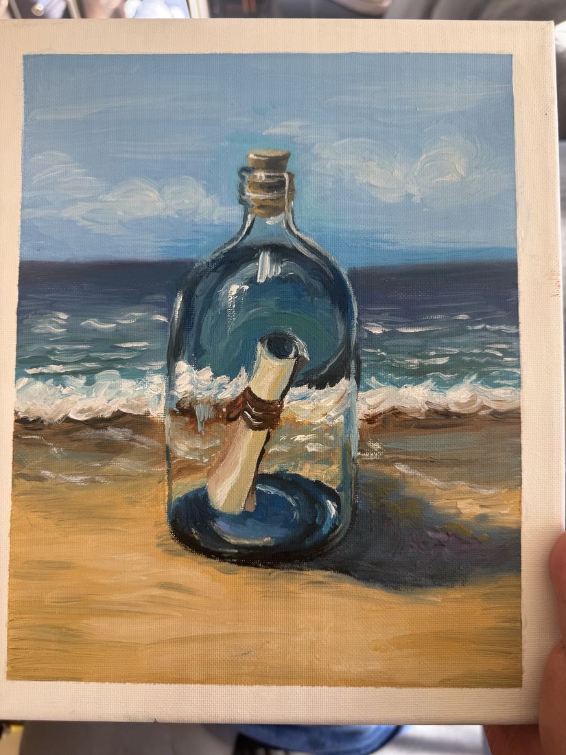 Alvin's message in a bottle painting