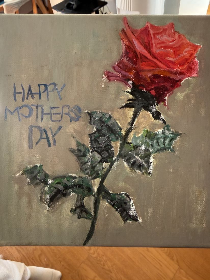 Alvin's red Mother's Day rose painting